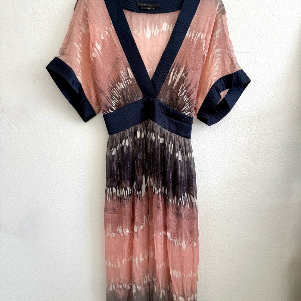 BCBGMaxAzria Pink and Black Maxi Dress Size Small